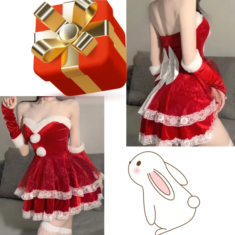 

Сексуальное женское белье, красная рождественская униформа, костюмы для ролевых игр, женская милая мини-юбка, узкая блузка, комплект порно, студентка, косплей, аниме