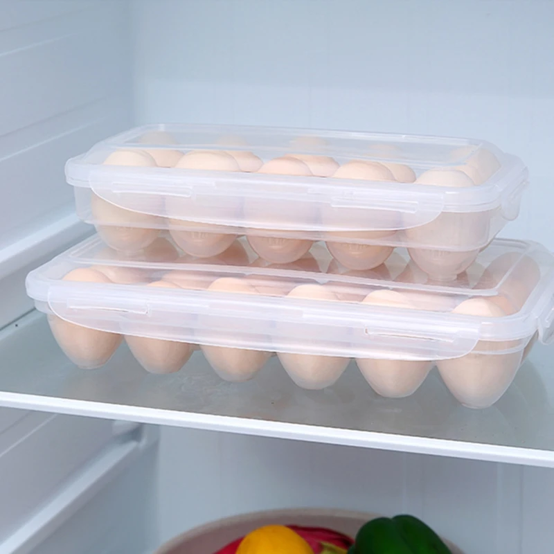 10/18 Grid Egg Storage Box Eggs Tray with Lid Kitchen Refrigerator Egg Rack Container Holder Fridge Organizer