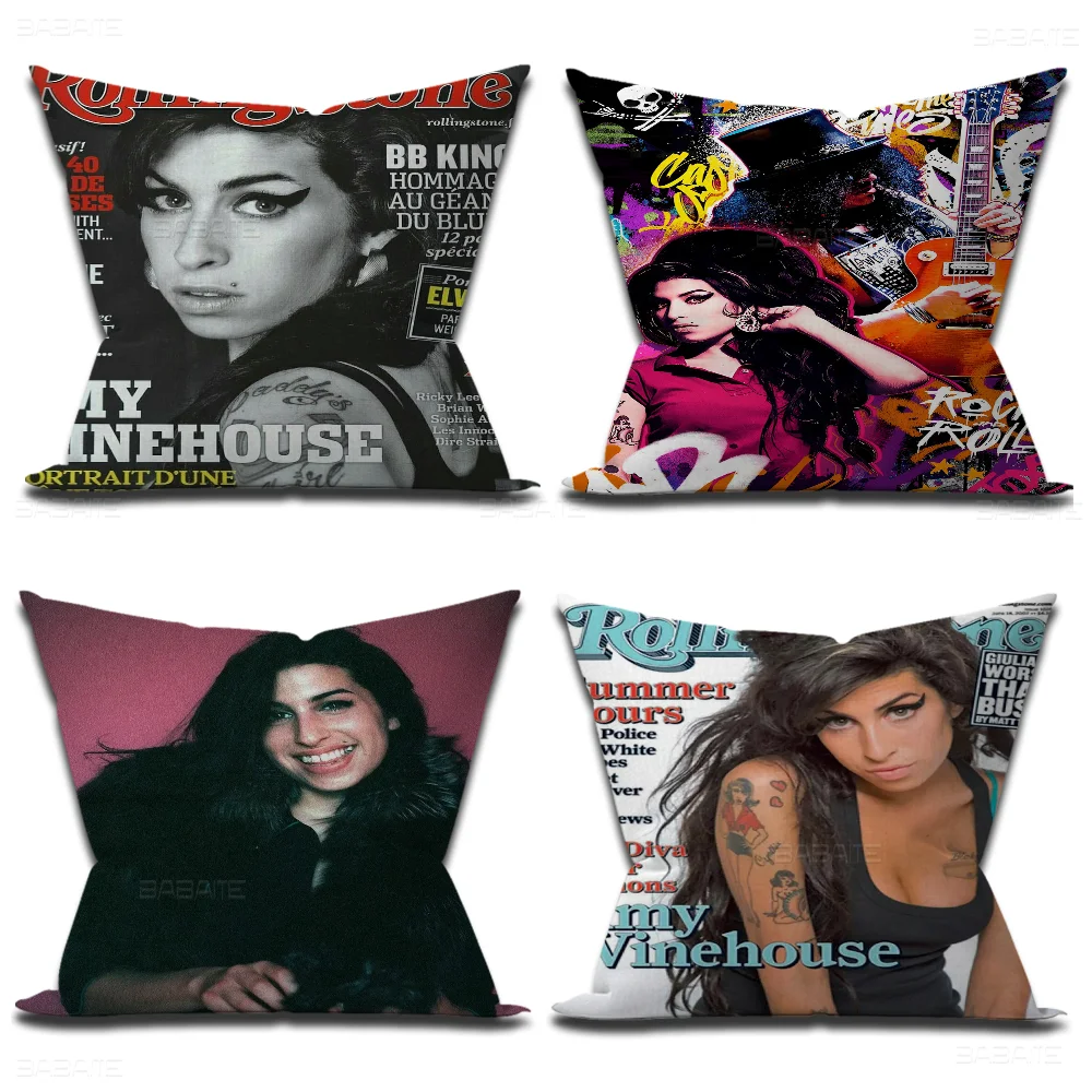 Beauty Woman Amy Winehouse Music Singer Star Cushion Cover Inches Farmhouse Decor Home Throw Pillow Covers For Couch Decorations