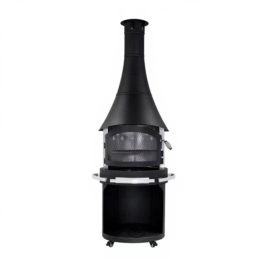 hx-Grill Stove Firewood Cold Rolled Steel Cast Iron Non-Stick Coating Portable Outdoor Fire Pit Table with Poker Model H505