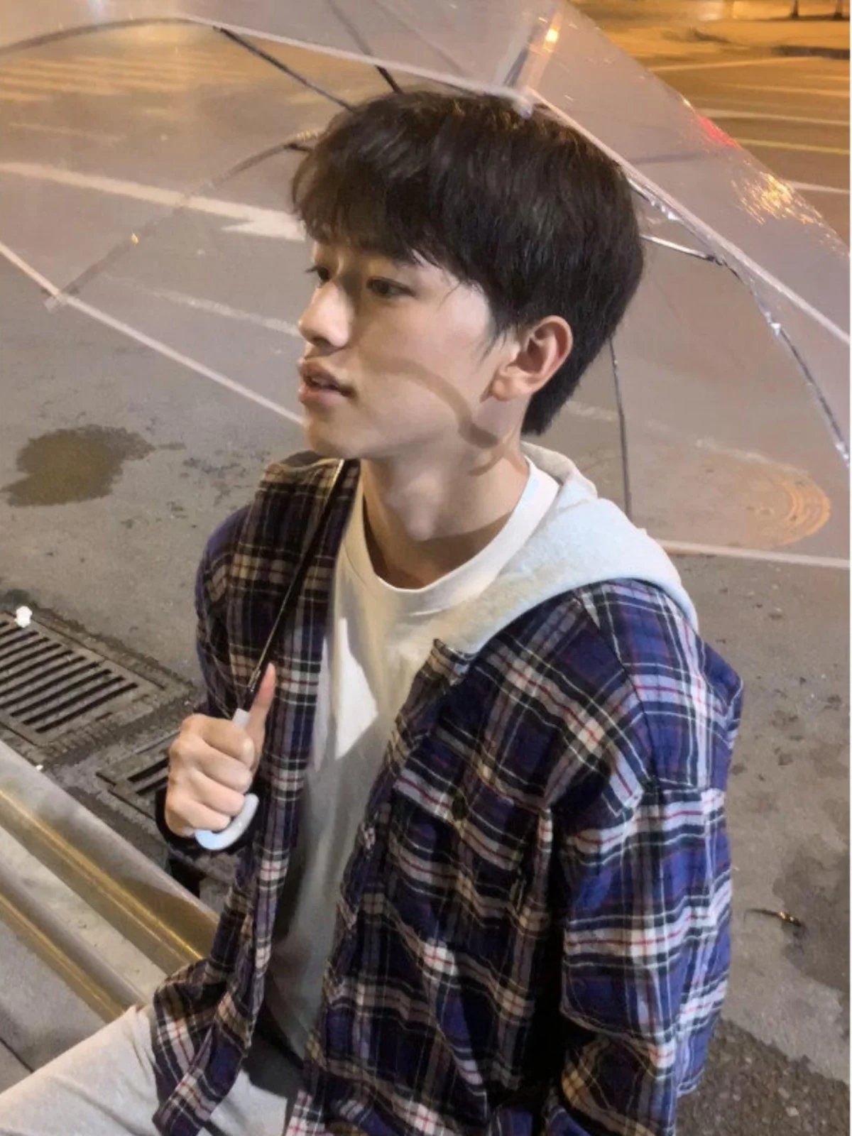 

Blue Plaid Long Sve Hooded irt Men's Spring Autumn Vintage American Retro Couple's Cheered irt Jaet Loose Fit Yout...