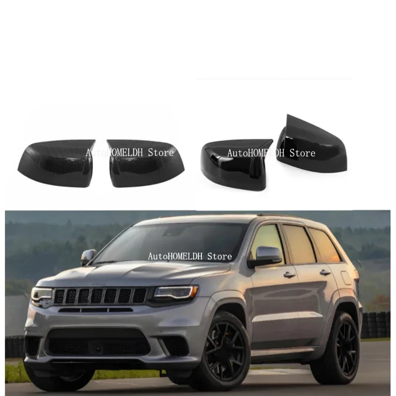 Car Rearview Mirror Cover Fit For Jeep Grand Cherokee 2011 2012 2012 3014-2022 Wing Cap   Door Rear View Side Case Trim Sticker