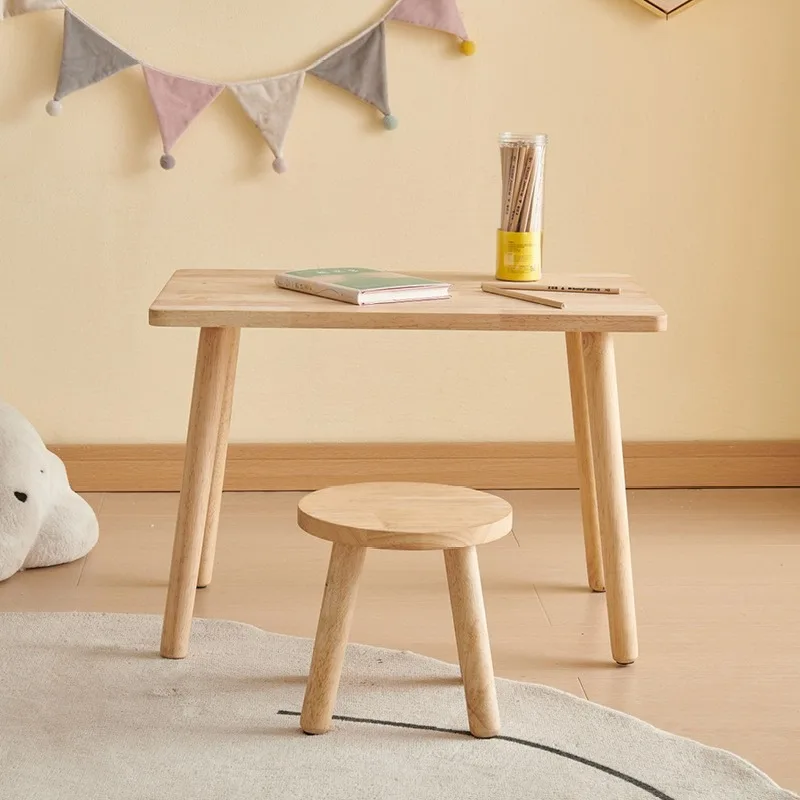 Children's writing study table baby toy small desk primary school student household desk back chair table chair solid wood desk view 2