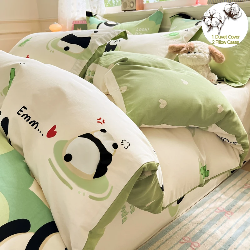 

Cartoon Duvet Cover Set 100% Cotton Multi-Size Bedding Set (1 Duvet Cover 2 Pillowcases), Breathable, Wrinkle-Free, Soft