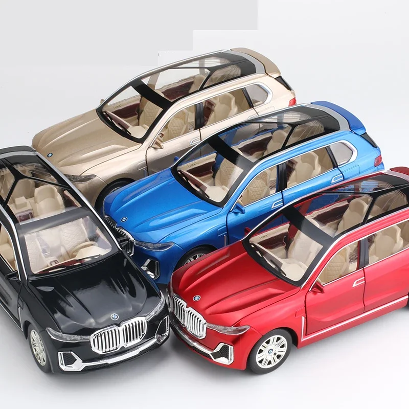 1:24 BMW X7 SUV Car Model Diecast Vehicles Alloy Toy Simulation With Six Doors Opened Sound ＆ Light Car Toys Gifts For Children