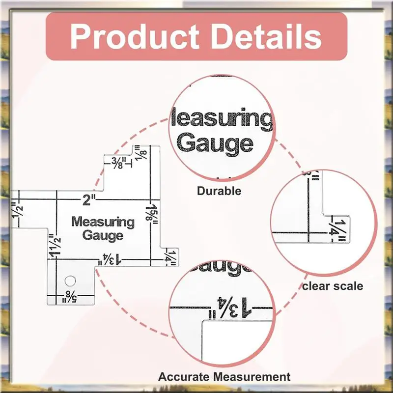 

AA46 HOT-2Pcs Acrylic Sewing Gauge Seam Guide Ruler, 2.2 X 2.1 Inch Mini Sewing Ruler For Quilting, Sewing Rulers