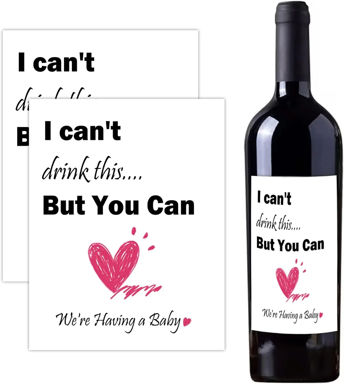 3.75*4.75inch I Can\'t Drink This But You Can Announcement Wine Labels Pregnancy Reveal Wine Bottle Label 10pcs