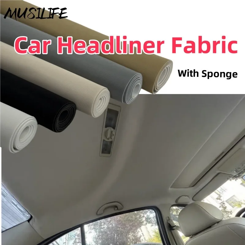 

Car Roof Cloth Interior Renovation Repair Non-Adhesive Car Mesh Fabric with Sponge Headliner Simple Operation DIY Decoration