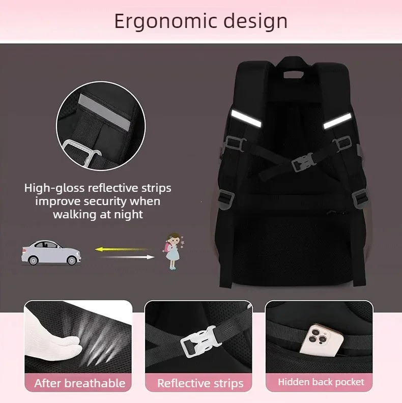 Love Pattern School Bag Backpack Pencil Case lunch bag Three Piece Set Nylon Fabric Waterproof Boy Girl Teenagers Trend Backpack