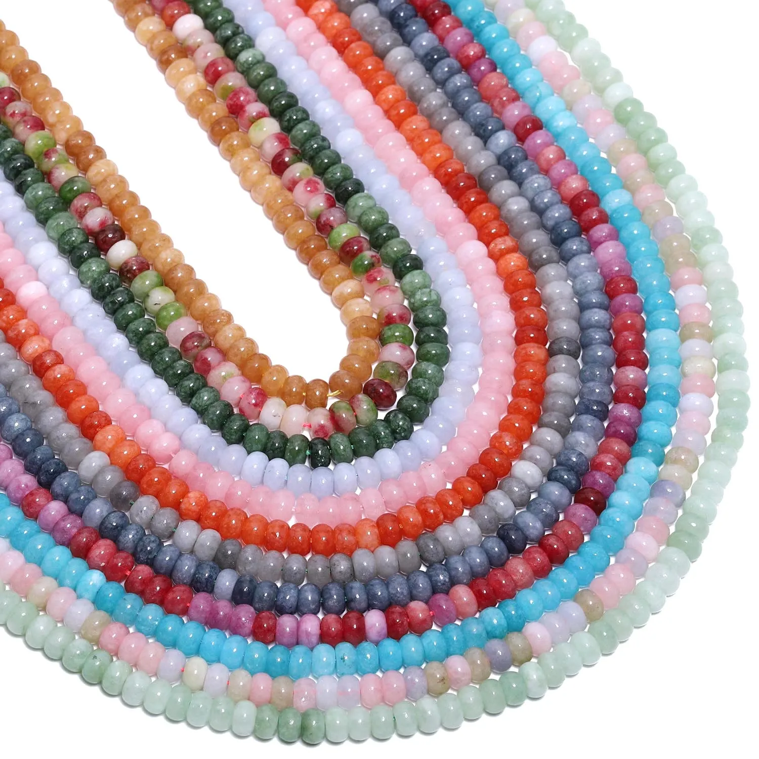 4x6 مللي متر متعدد الألوان اليشم المعداد شكل حجر الخرز شقة شكل دائري خزر عازل لصنع المجوهرات اليدوية سوار ذاتي الصنع قلادة #4