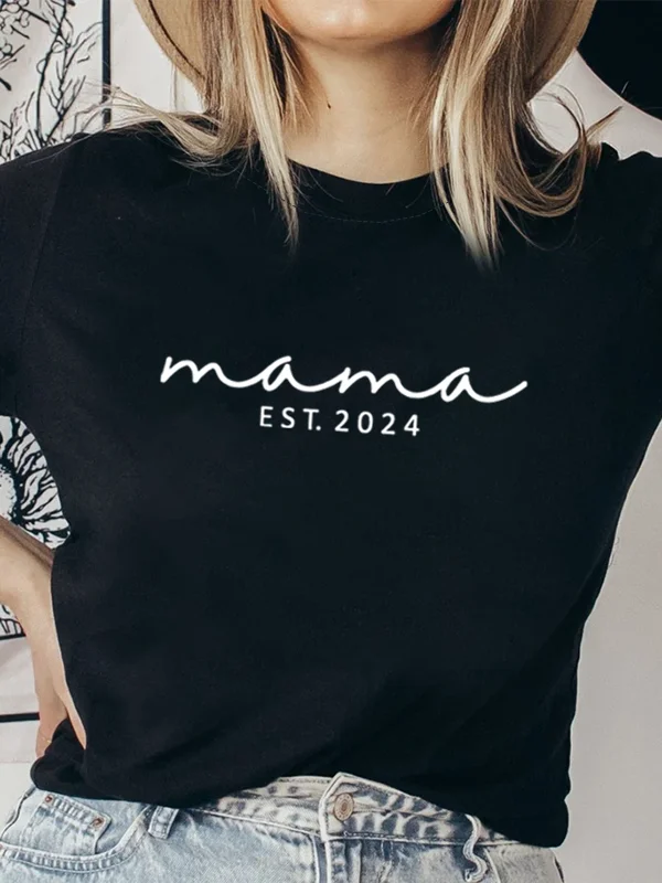 2024 New Stylish Casual Mother's Day Female T-shirt 2024 Hot Sale Gift Fot Mom Women Shirt Comfort Succinct Holiday Girl Tee