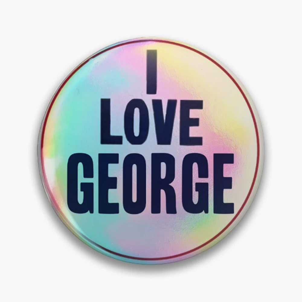 I Love George Pin Holographic Star Heart Pin Brooches Laminated Button Fashion Accessory