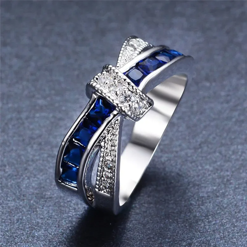 Beautiful pretty fashion Wedding ring Party Plated silver women stone crystal Lady Ring jewelry LR050