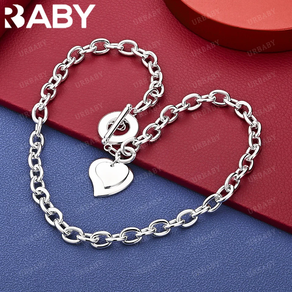 

URBABY 925 Sterling Silver Hearts Necklace Charm Trend Birthday Gifts Fashion Party Fine Jewelry