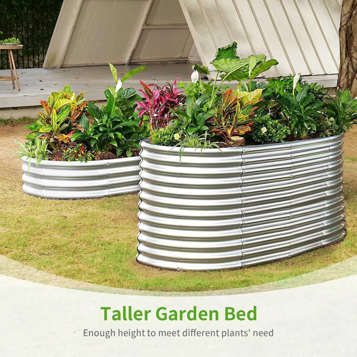 Outdoor Gardening Galvanized Metal Planter Box in Classic Silver, Large Capacity and 3ft Tall, Durable for Vegetables view 6