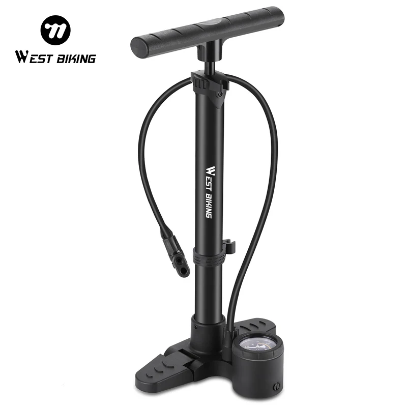 WEST BIKING Portable Bicycle Pump 230PSI High Pressure Pump With Gauge  Presta /Schrader Valve Mountain Bike Tire Air Inflator