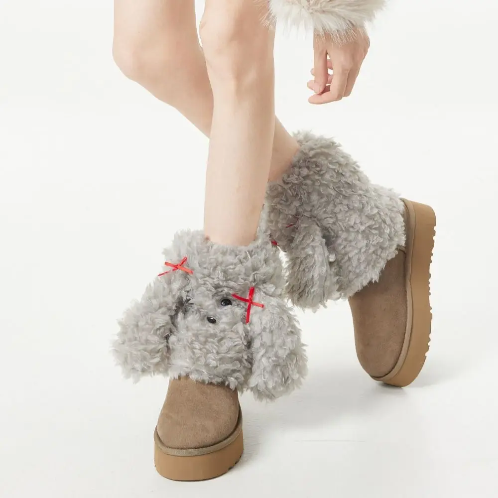 

Cute Y2K Cartoon Dog Leg Warmers Spicy Girls JK Bow Foot Cover Lolita Warm Plush Boots Cover Streetwear