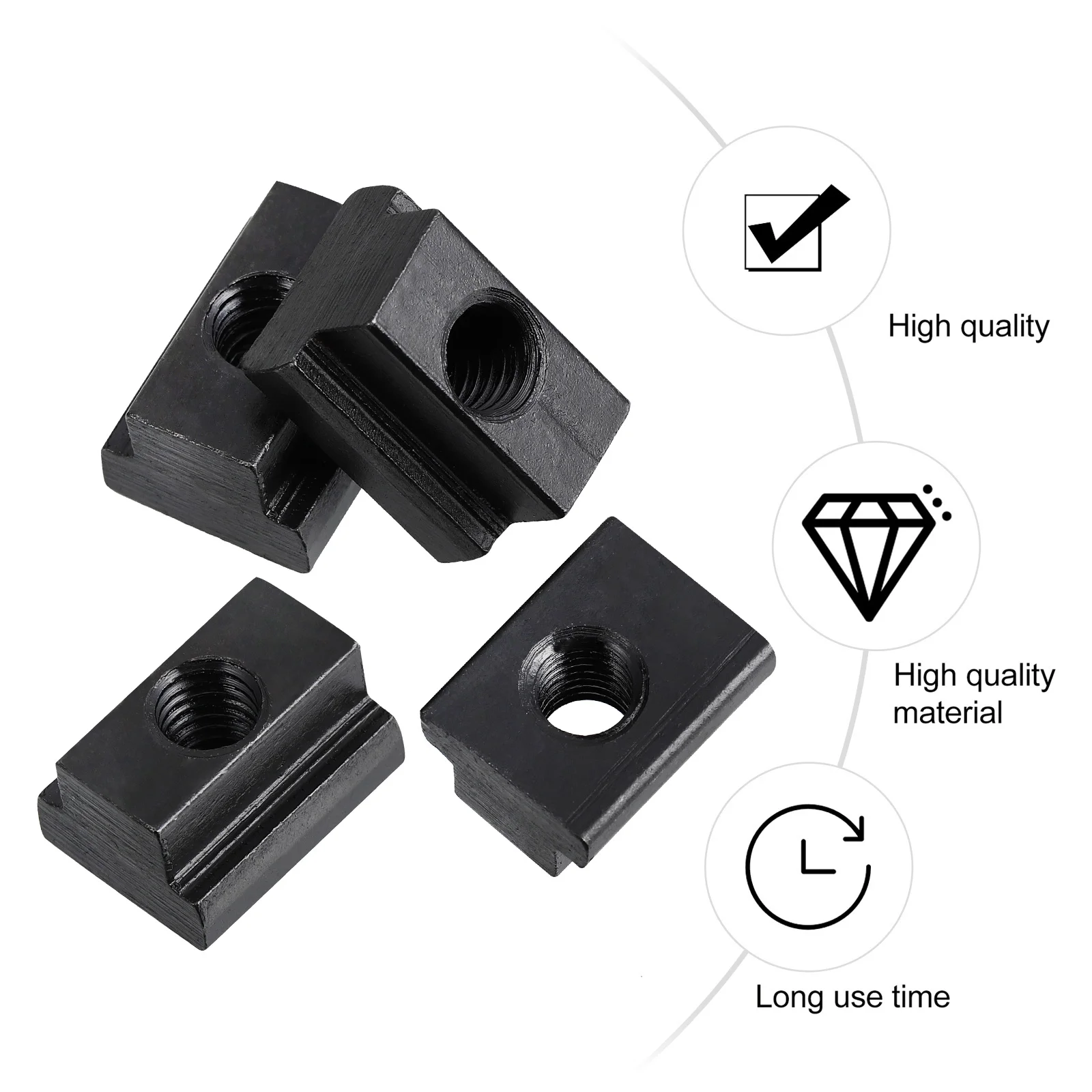 

10 Pcs T Slot Nuts M8 Carbon Steel Square Nut Black Oxide Truck Bed Rail Aluminum Frame Corrosion Resistant Hardware