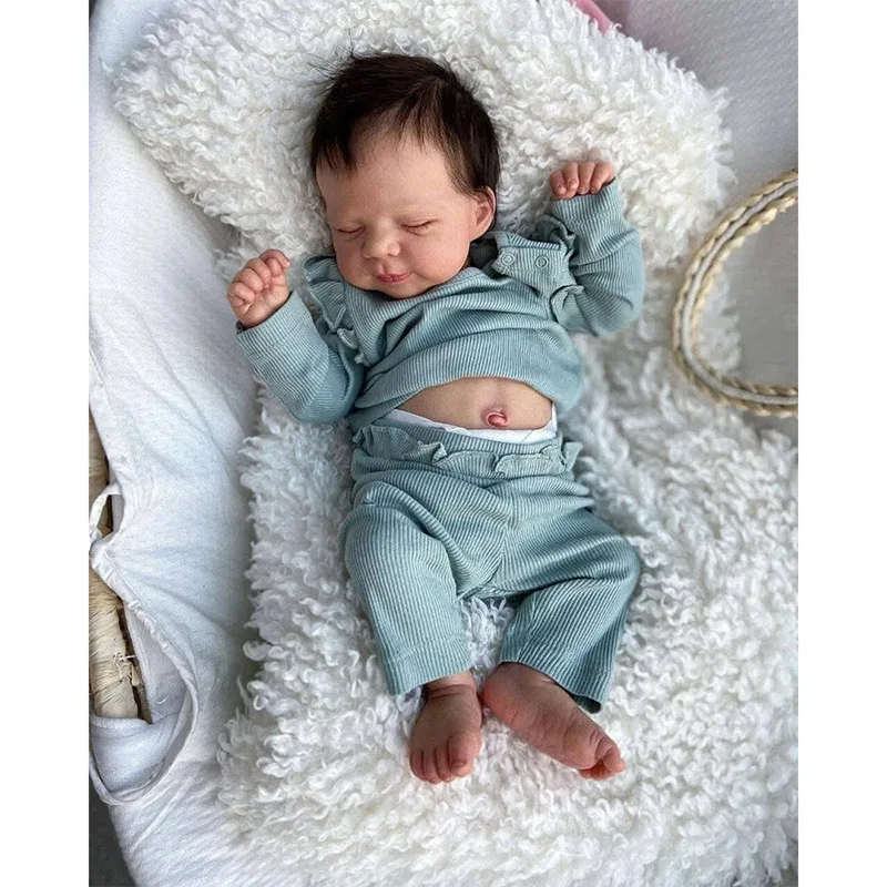 18" volledig vinyl herboren babypop Pascale met geworteld haar pasgeboren slapende babyjongen meisje 3D huid met zichtbare aderen Boneca herboren