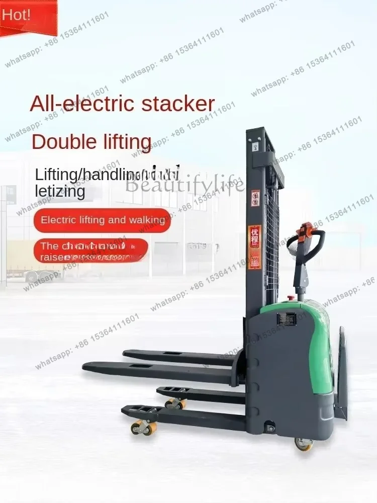 FG  Double Lifting Station Driving Type Full Electric Forklift 2T Hydraulic Lift Loader 1.5 T Electric Stacker