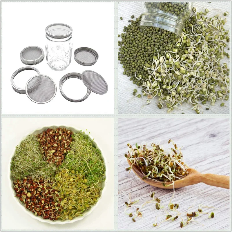 Set Of 2 Stainless Steel Sprouting Jar Lid Kit For Superb Ventilation Fit For Wide Mouth Jars Canning Jars For Making Organic Sp