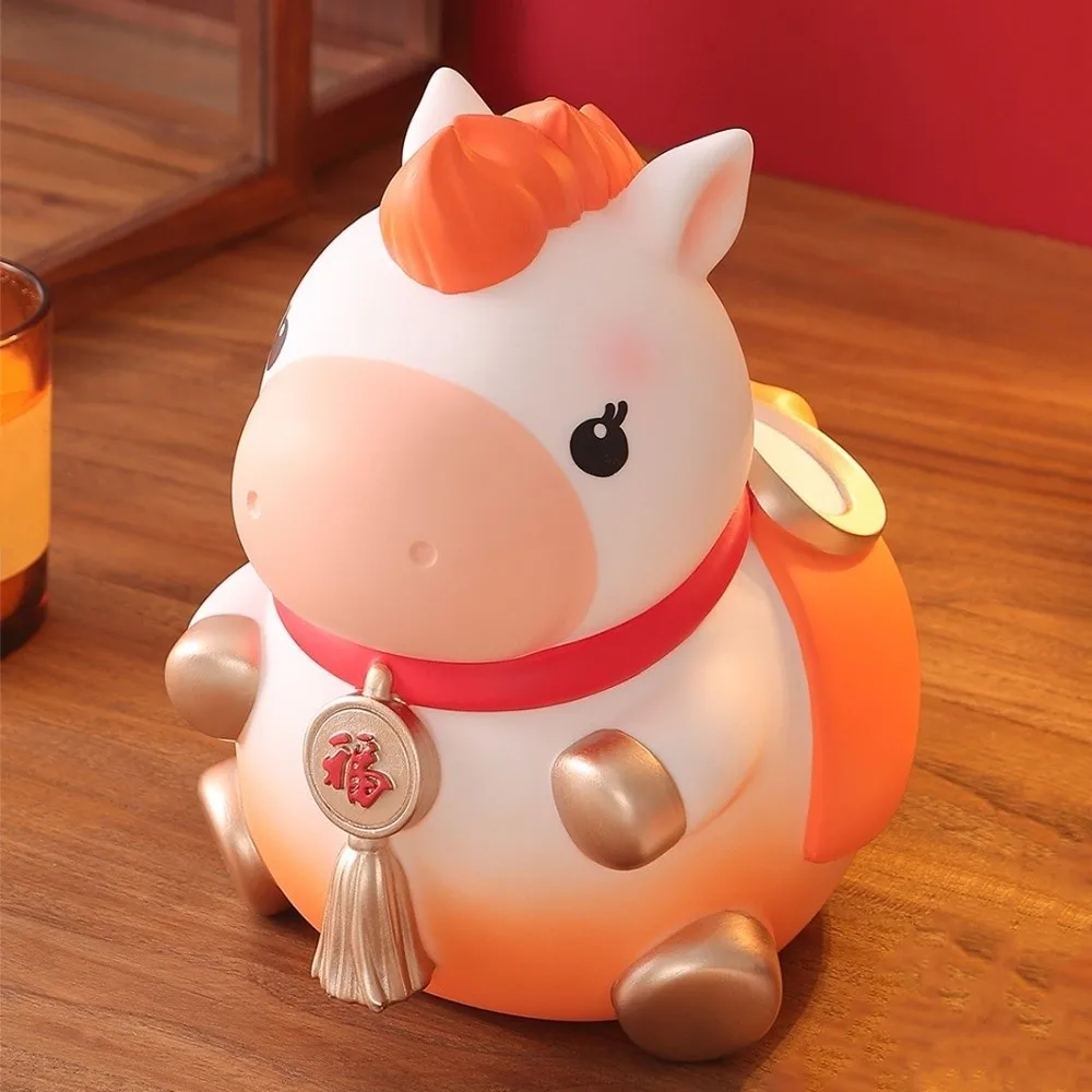 Tirelire Anti-chute pour année du cheval, décoration de grande capacité, boîtes d'argent pour cheval de dessin animé, modèle de réservoir d'épargne, ornement de tirelire pour cheval