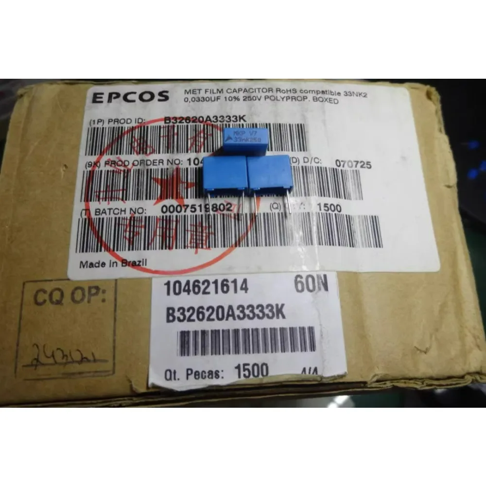 

20PCS EPCOS 0.033uf/250v 33nf 333 new 8mm film capacitor B32620A3333K