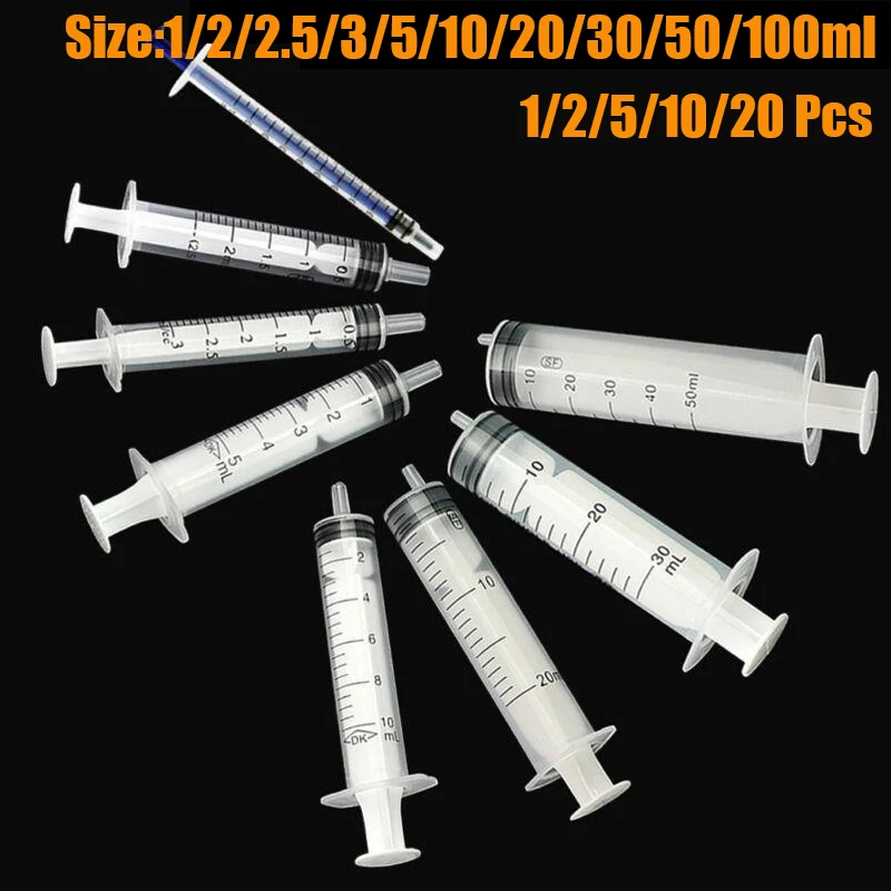 No needle!1-20Pc Reusable 1-100ml Hydroponics Plastic Nutrient  Health Measuring Nutrient Syringe Tools Sampler