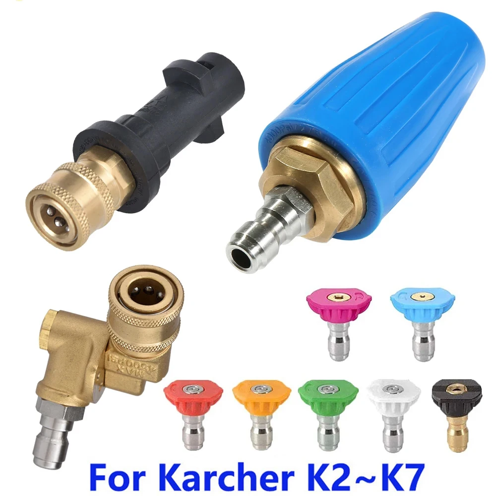 

Rotating Dirt Blaster Turbo Nozzle with 1/4" Quick Release Plug Connector For karcher Accessories Washer Nozzles Car Cleaning