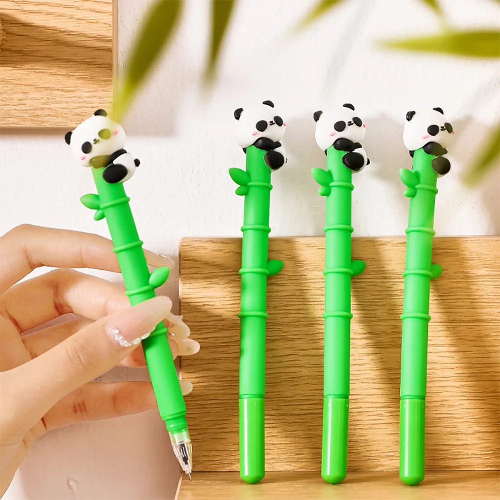 6 pcs/lot Panda Bamboo Soft Silicone Gel Pens For Writing Cute Signature Pen School Office Stationery Art Deco Gel Pens