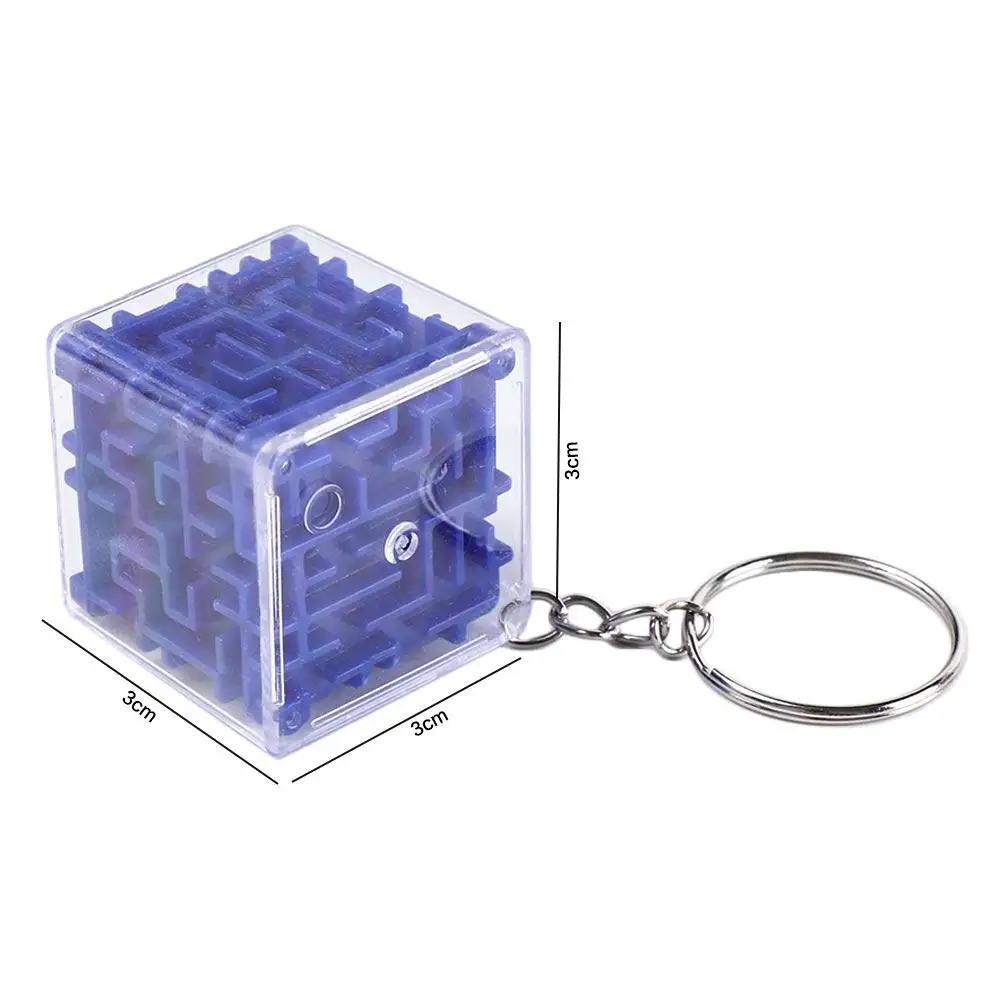 Intelligence 3D Maze Keychain Six-sided Balance Training Maze Toys Keyring Puzzle Toy Cube Rolling Ball keychain Party Favors