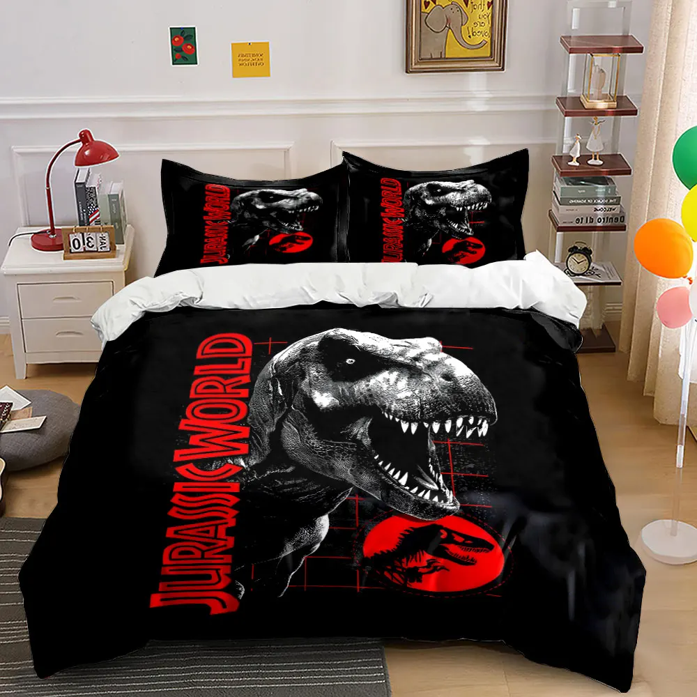 

Dark Jurassic Dinosaurs Pattern Duvet Cover Set Digital Print Colorful Polyester Bedding with Zipper Closur for kids gifts