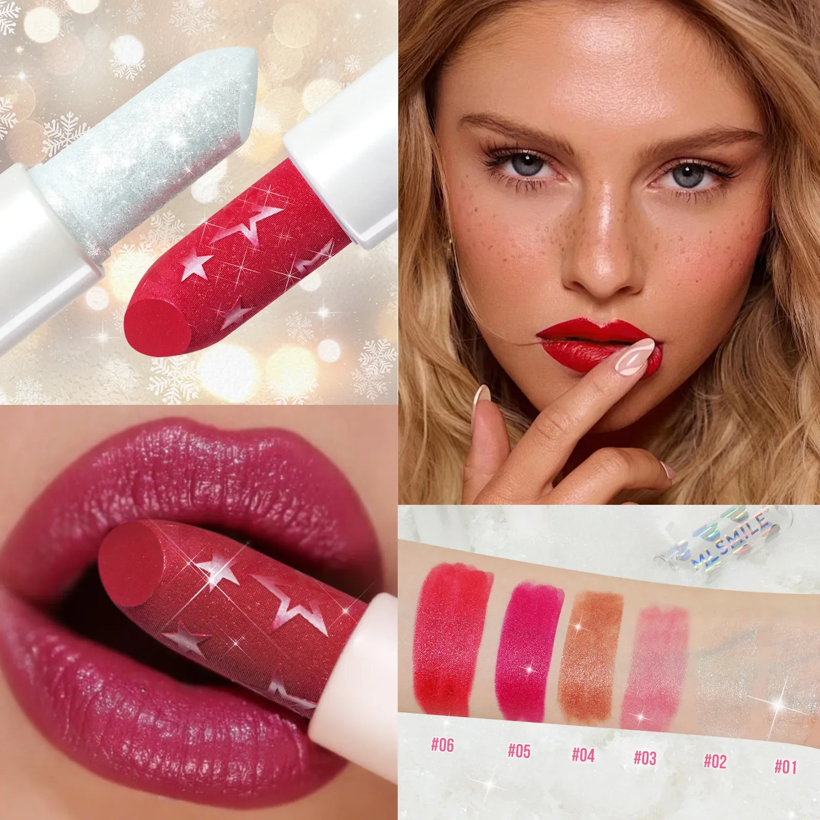 マット口紅リップグロスセット光沢のあるリップグレーズ保湿ダイヤモンド簡単に着色液体真珠光沢のある口紅ブラッシュ 2-IN-1 メイクアップ