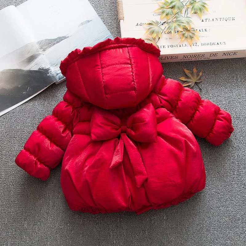 0-4 Years Baby Girls Jacket Christmas Little Princess Coats For Girls Winter Warm Hooded Outwear Children Clothing Birthday Gift