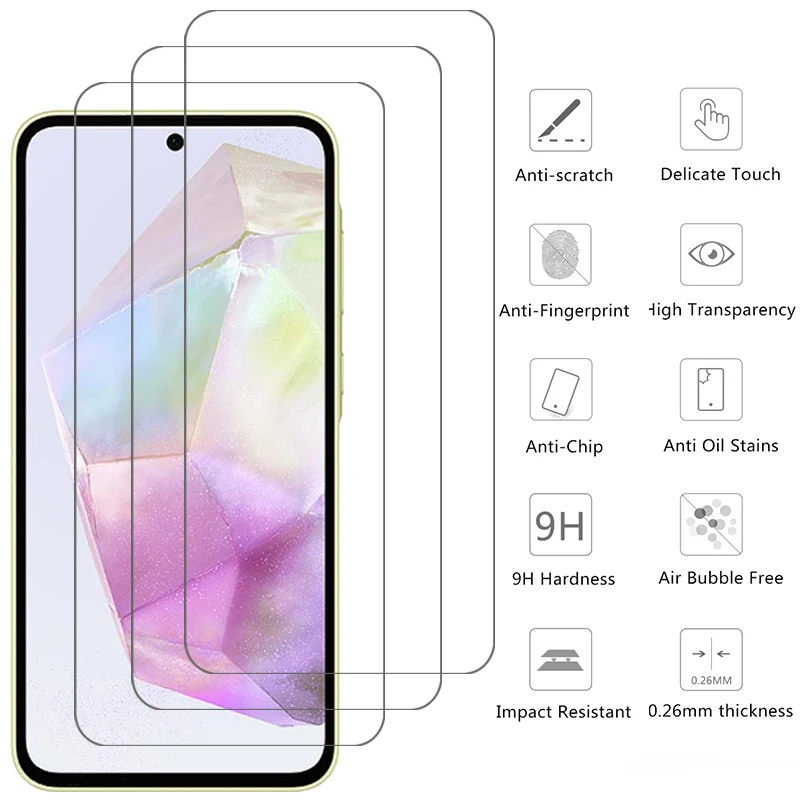 protective tempered glass for samsung galaxy a05 a05s a15 a25 a35 a55 5g screen protector on a 05 s 05s 15 25 35 55 35a 55a film