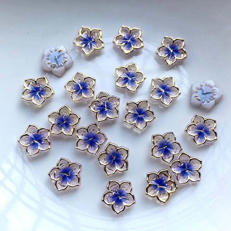 50pieces 10mm mixed spring color lovely resin new five petal flower flat back Cabochon DIY jewelry / craft scrapbook decoration