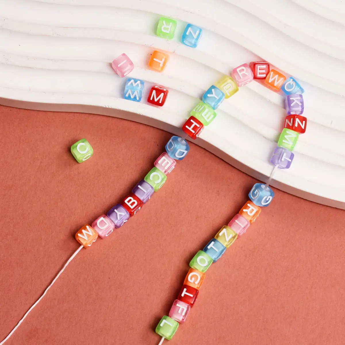 1/2bags/set 30pcs/bag 6mm Acrylic Loose Square Letter Beads DIY Cube Bracelet Necklace Materials Jewelry Making Accessories