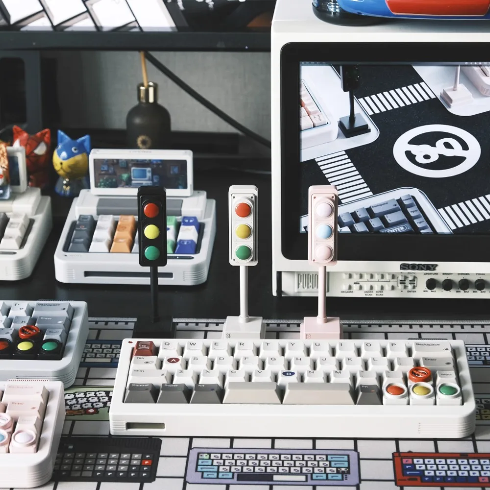 Verkehrslichter Thema Metall Tastenkappen Custom Retro Pink Cherry R4 ESC 1U Tastenkappen für mechanische Tastatur Spielzubehör Geschenk