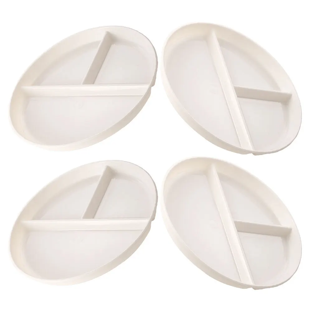 

4pcs Divided Plates Reusable Compartment Food Storage Plate Lightweight Dishwasher Safe For Home Kitchen Dinner Serving