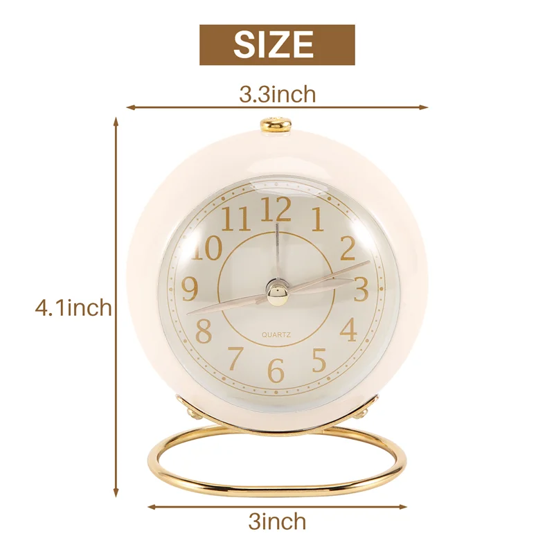 Small Table Clocks Classic Non-Ticking Quartz Tabletop Analog Alarm Clock Desk Clock with Backlight for Bedroom Decor