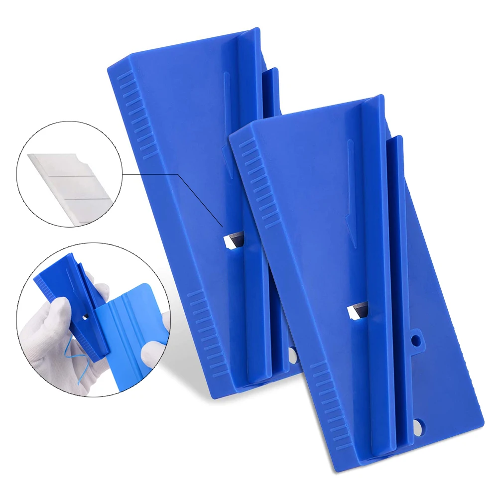 EHDIS 2pcs Plastic Squeegee Edge Trimming Tool Car Wrap Film Hard Card Scraper Sharpening Skiving Knife Smoothing Repair Goods