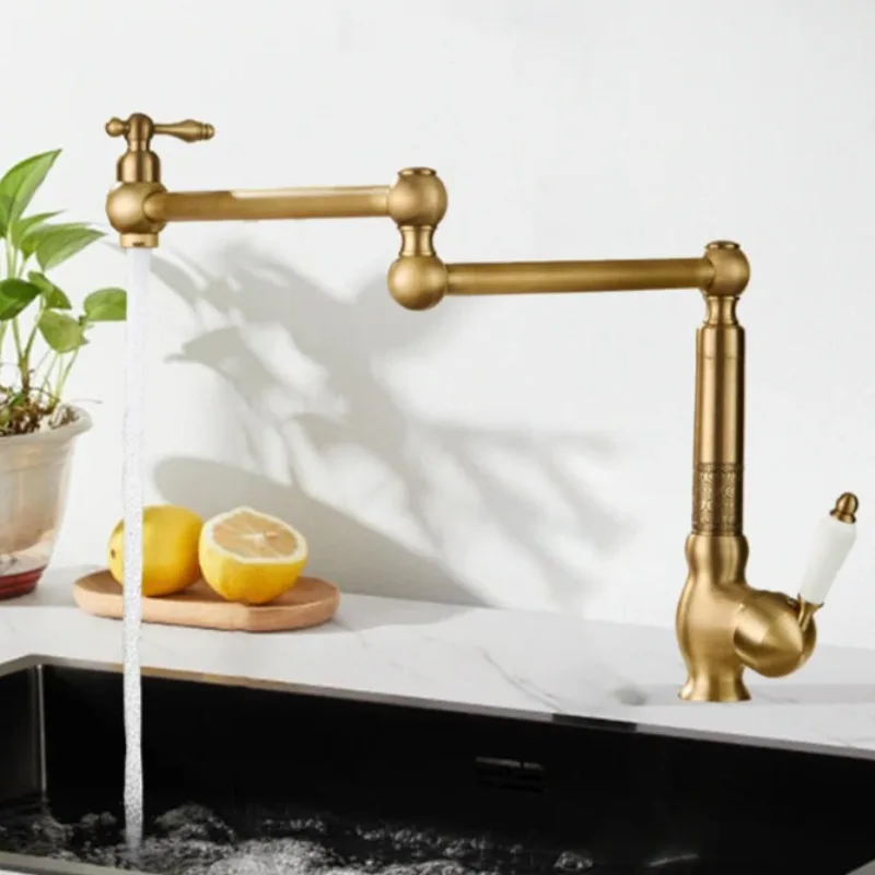 Household Washbasin Faucet Folding Durable Beauty Brass Home Hot Cold Mixed Shower Washing Faucet Kitchen Bathroom Equipment