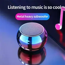 Alto-falante Bluetooth sem fio portátil, Pequena arma de aço Subwoofer pesado de metal, Mini alto-falante ao ar livre para casa e escritório