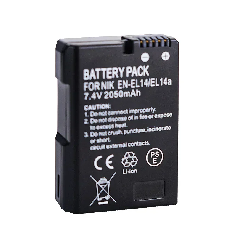 Bateria 2050mAh EN-EL14 7.4V odpowiednia do aparatów Nikon D3100 D3200 D3300 D5100 D5200 D5300 D7000 D7100 D7700