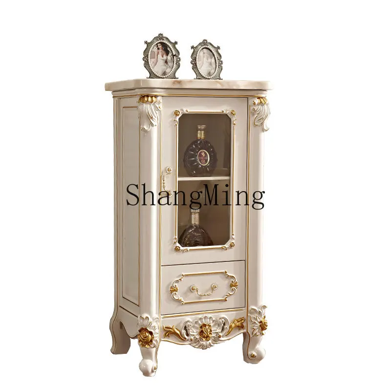 FGgood-looking  TV cabinet solid wood carving flower furniture dining room cabinet storage marble surface high cabinet