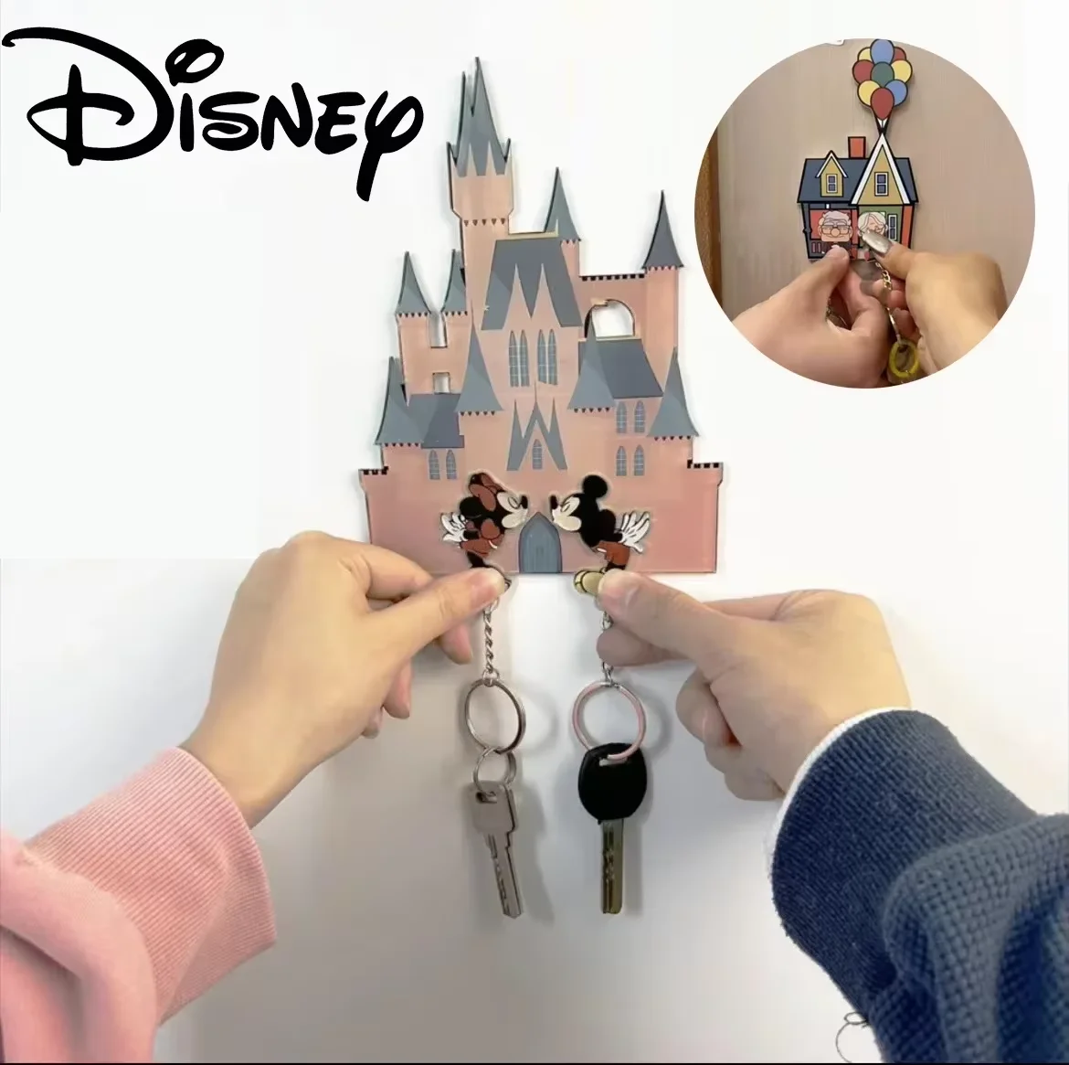 Disney Stitch Keychain Holder Cartoon Acrylic House Entry Door Decoration Mickey Mouse Key Pendant Key Loss Prevention Hanger