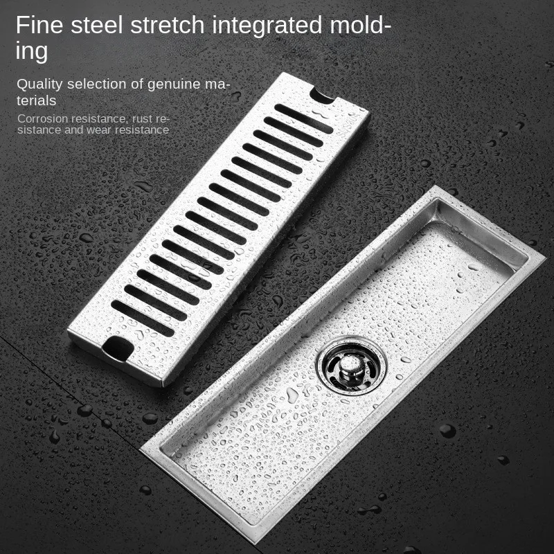 Strip Extended Floor Drain Stainless Steel Large Displacement Anti-Odor Barrier Hair Floor Drain Hotel Family Bathroom Balcony