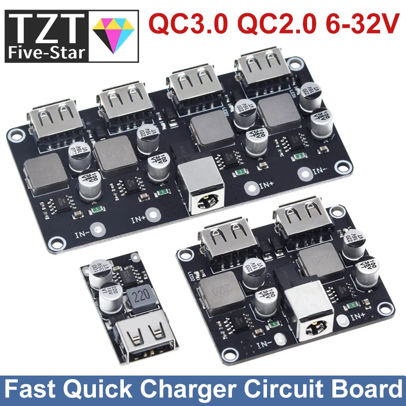 USB QC3.0 QC2.0 USB DC-DC Buck Converter Charging Step Down Module 6-32V 9V 12V 24V to Fast Quick Charger Circuit Board 5V