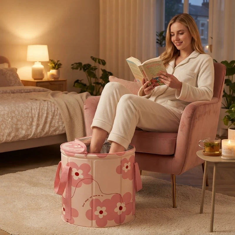 Foldable foot bath bucket with support plate, tall and deep, knee-length and calf-length, portable foot bath bag, foot bath, foot spa.