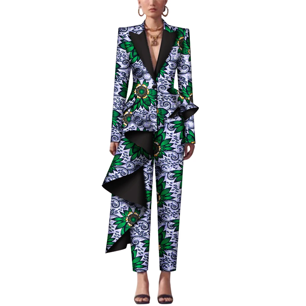 2 Pieces Set African Women Top and Pant Set Dashiki Print Trousers Sets African Women Clothing Blazer Set African Clothes WY7890